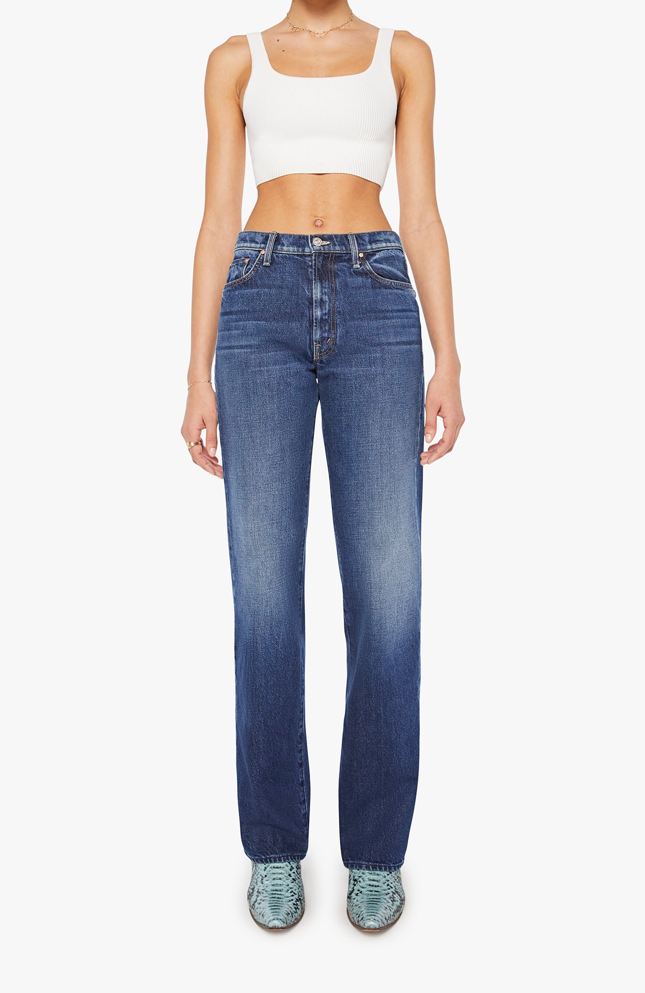 MOTHER Rambler Zip Heel Denim Jeans Unplugged-Denim-West of Woodward Boutique-Vancouver-Canada