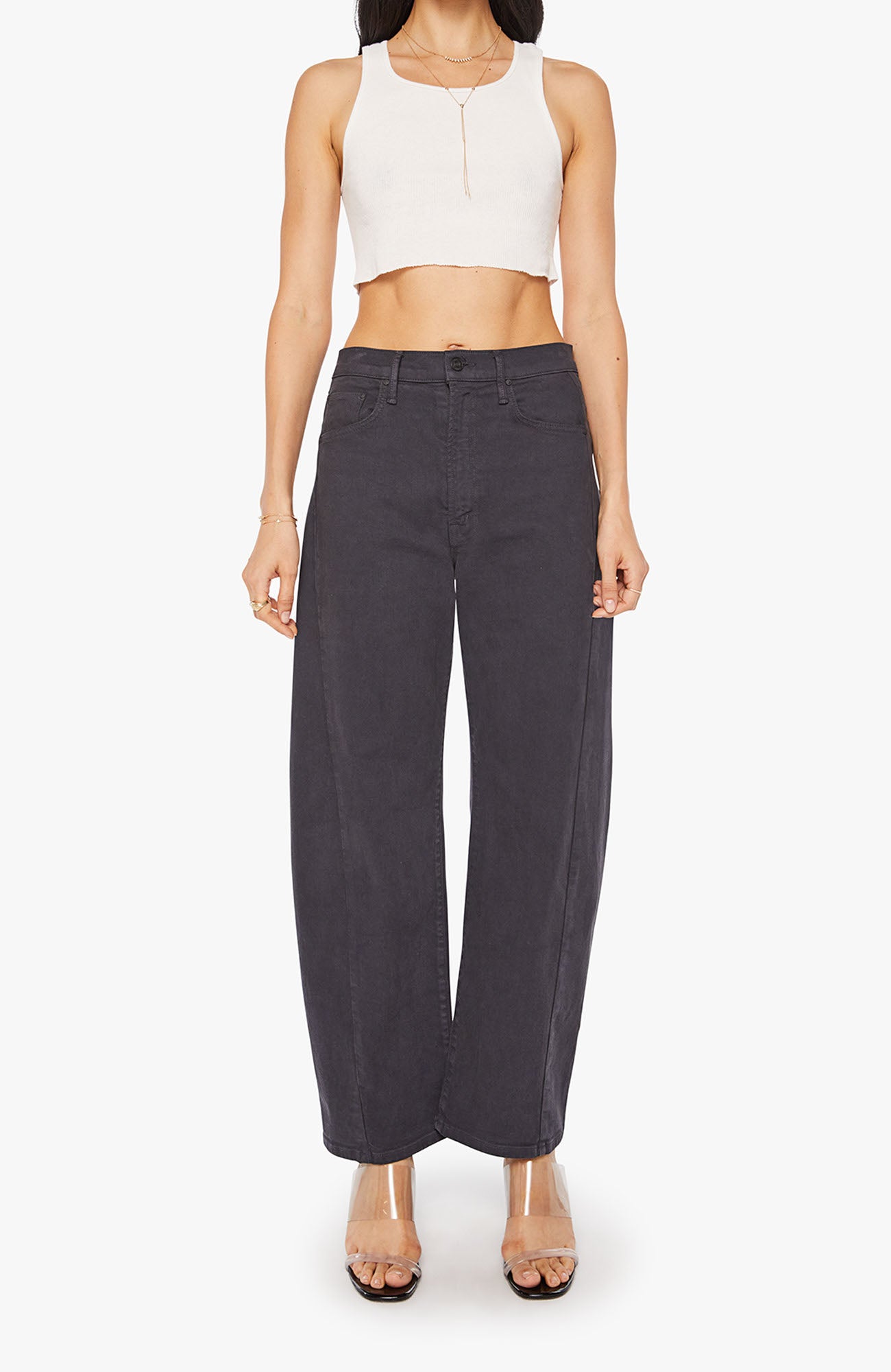 MOTHER Half Pipe Flood Jeans Faded Black-Denim-West of Woodward Boutique-Vancouver-Canada