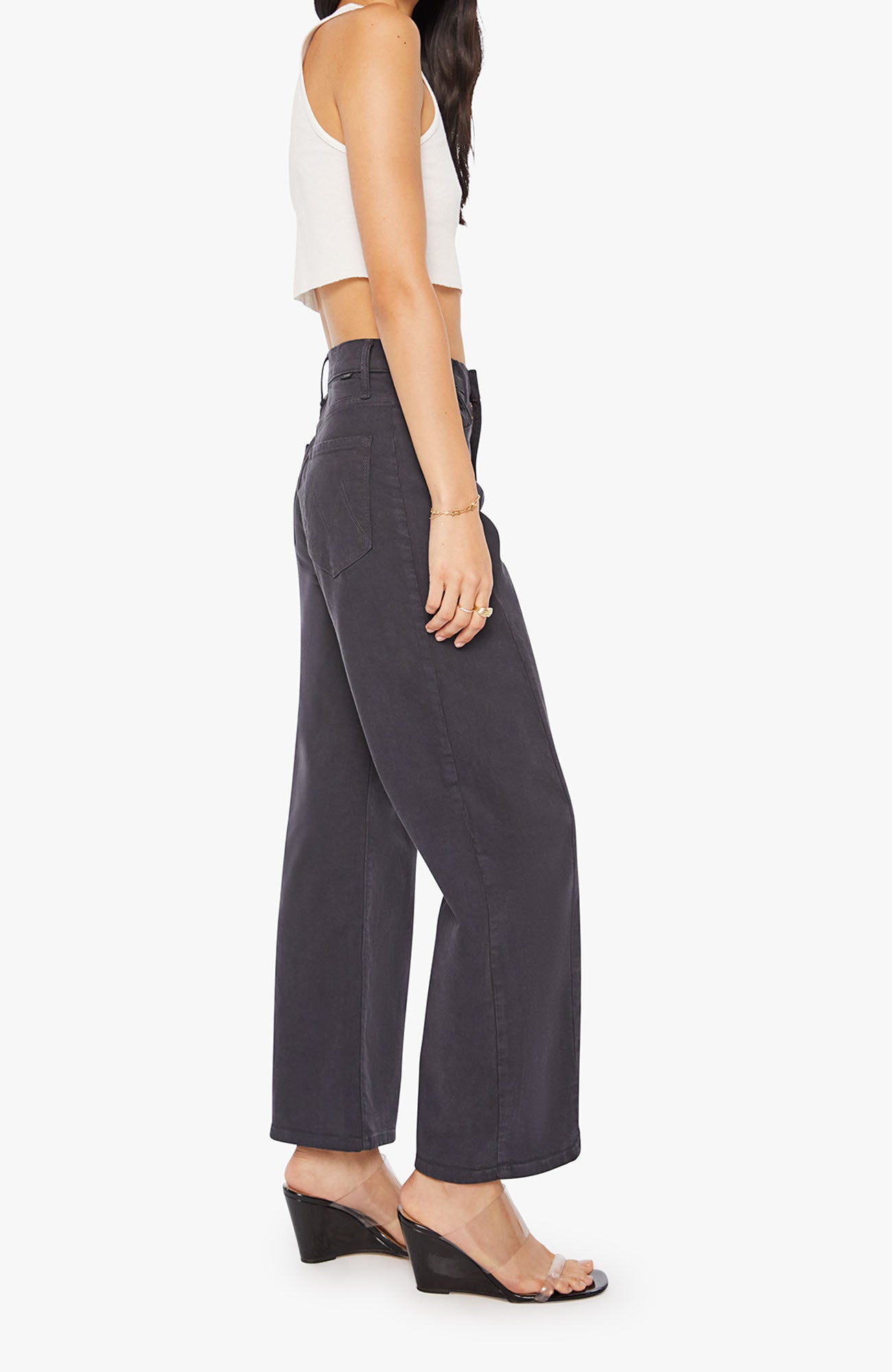 MOTHER Half Pipe Flood Jeans Faded Black-Denim-West of Woodward Boutique-Vancouver-Canada