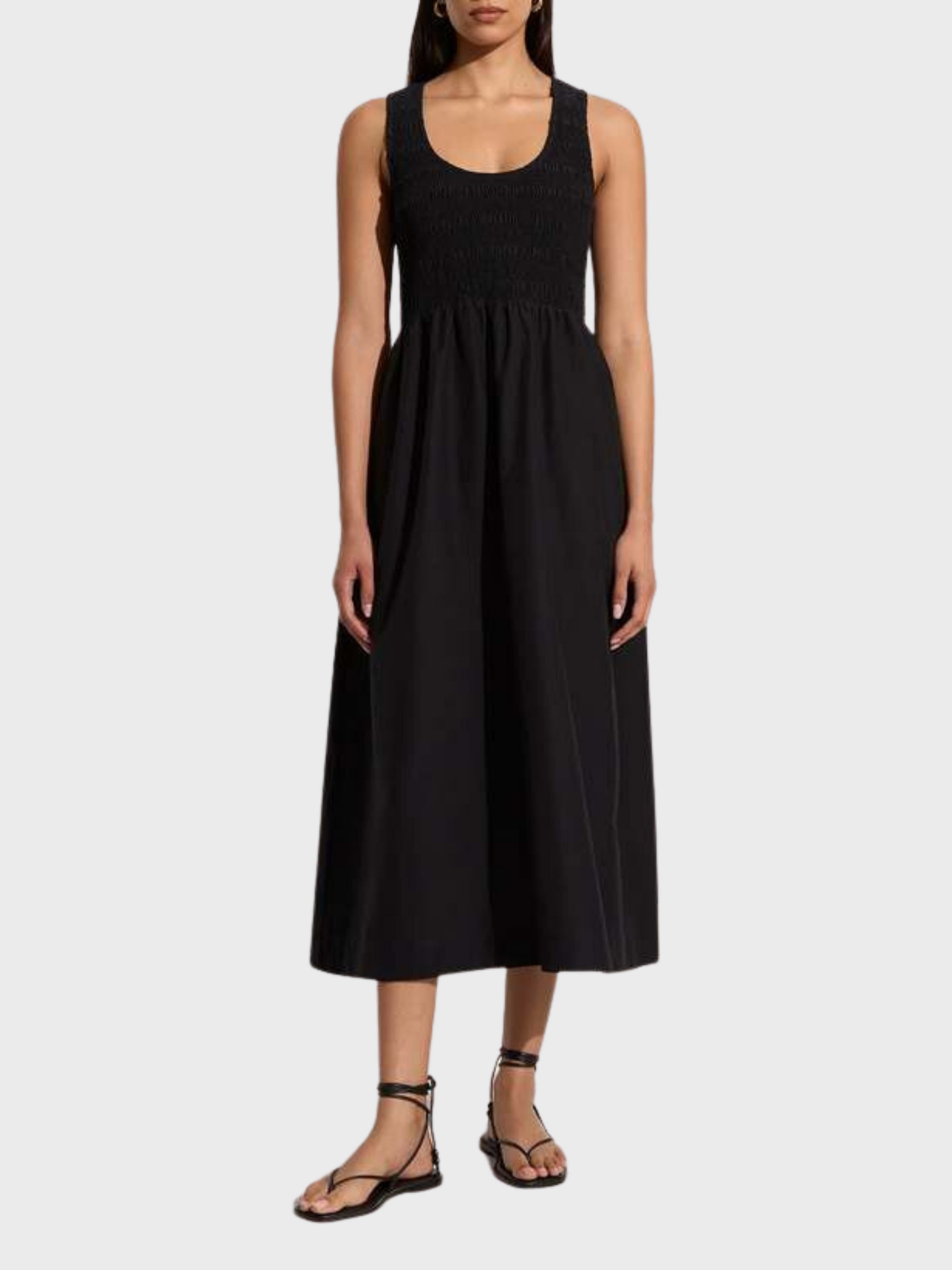Faithfull Matera Midi Dress Black-Dresses-West of Woodward Boutique-Vancouver-Canada