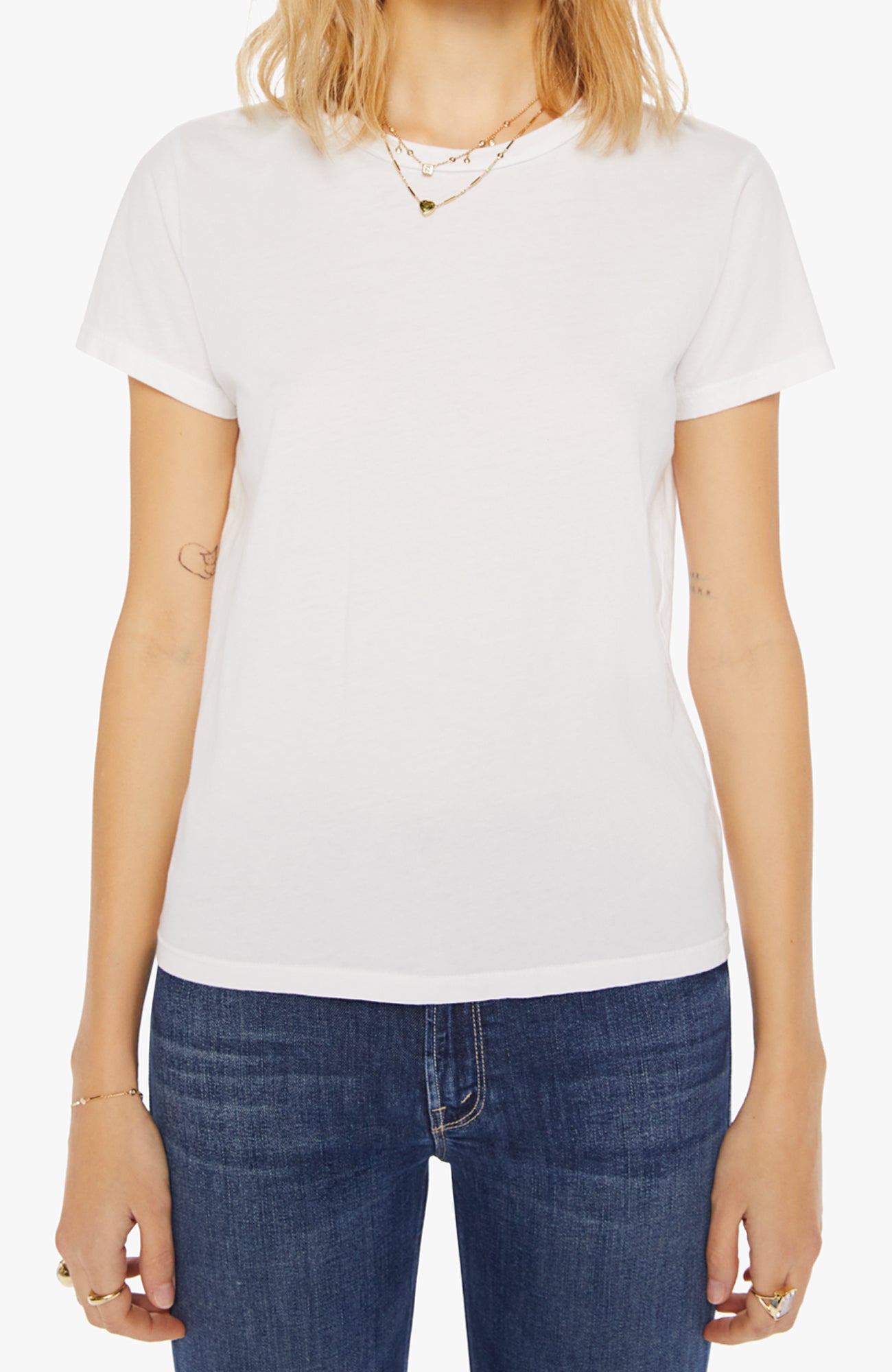 MOTHER Lil Goodie Goodie Tee Bright White-T-Shirts-West of Woodward Boutique-Vancouver-Canada