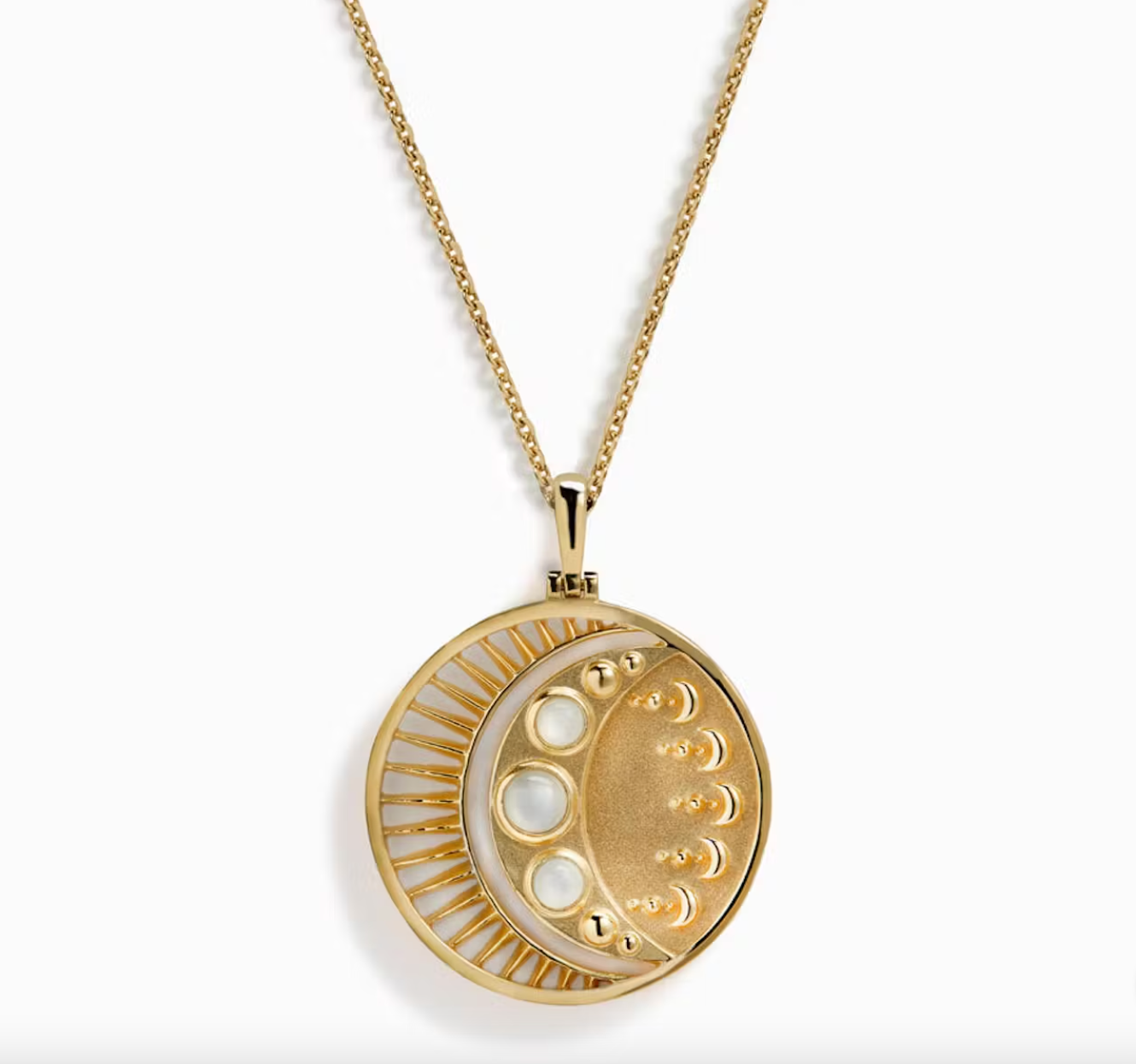 Awe Inspired Moonstone Eclipse Necklace 14k Gold Vermeil-Accessories-West of Woodward Boutique-Vancouver-Canada