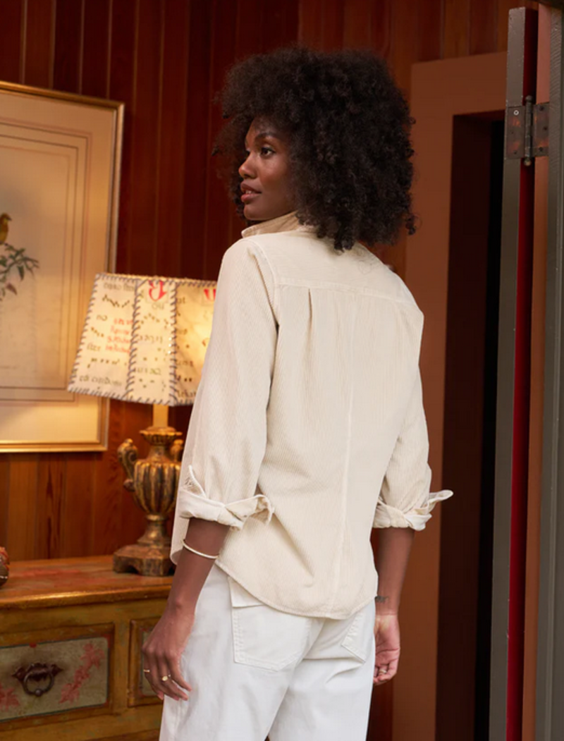 Frank & Eileen Barry Button Up Shirt Corduroy Vintage White-Shirts-West of Woodward Boutique-Vancouver-Canada