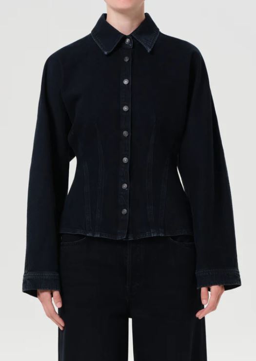 Agolde Devon Shirt Illusion Dark Blue Black. Shop Women
