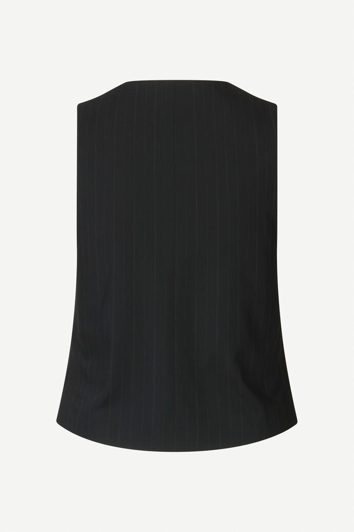 Samsoe Saramona Vest Black Pinstripe-T-Shirts-West of Woodward Boutique-Vancouver-Canada