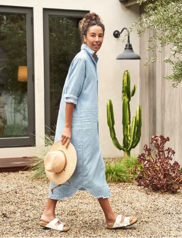 Frank &amp; Eileen Rory Maxi Shirtdress- Classic Blue Tattered Wash-Dresses-West of Woodward Boutique-Vancouver-Canada