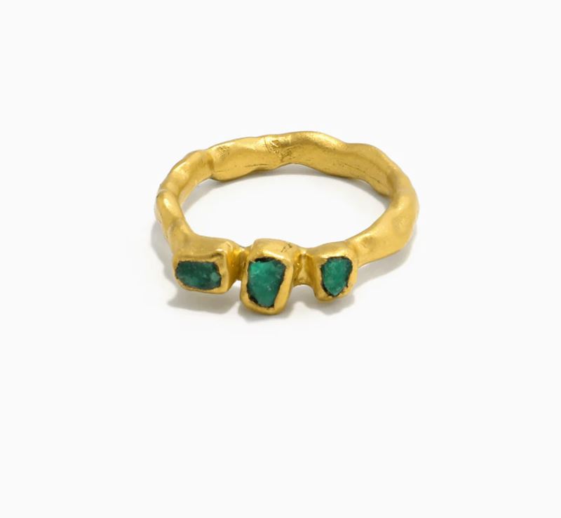 Fenomena Maya 3 Stones Ring 24K Gold-Accessories-West of Woodward Boutique-Vancouver-Canada