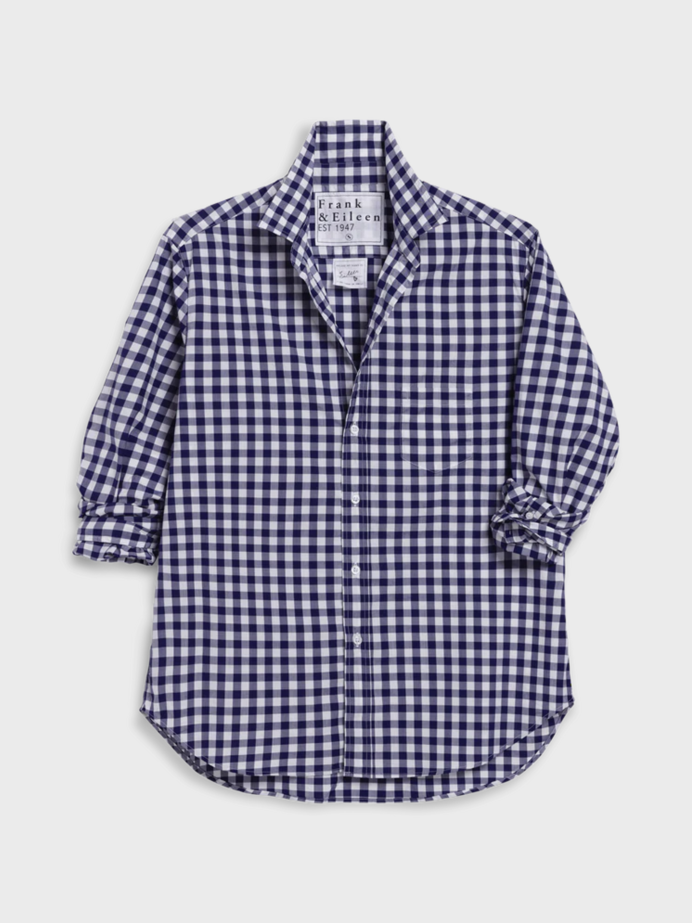 Frank & Eileen Eileen Button Up Shirt Navy Blue Check. Shop