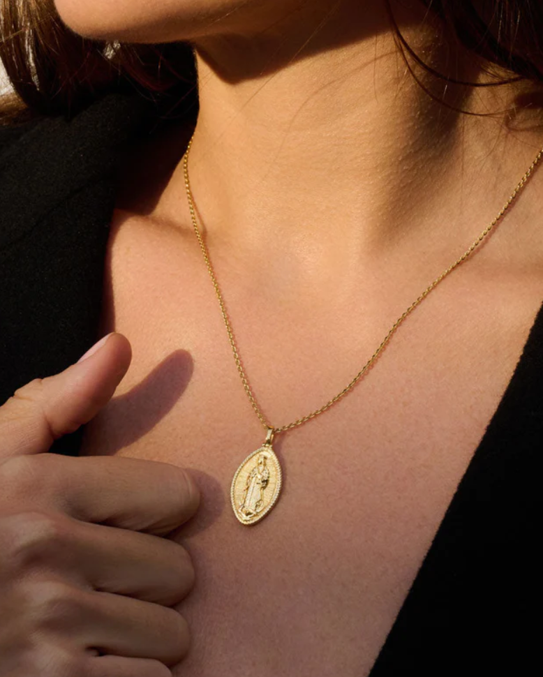 Awe Inspired Virgen De Guadalupe Necklace 14k Gold Vermeil-Accessories-West of Woodward Boutique-Vancouver-Canada