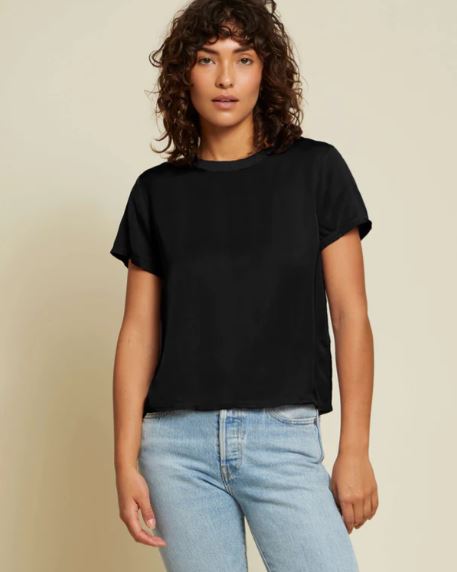 Nation Marie Sateen Boxy Crop- Black-T-Shirts-West of Woodward Boutique-Vancouver-Canada