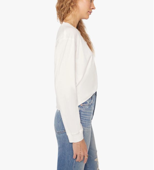 Mother L/S Slouchy Cut Off- Bright White-T-Shirts-West of Woodward Boutique-Vancouver-Canada