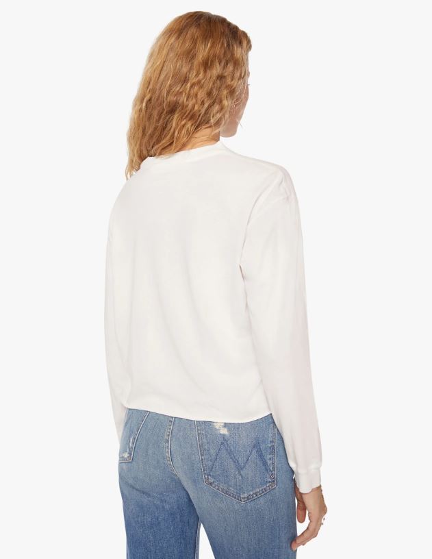 Mother L/S Slouchy Cut Off- Bright White-T-Shirts-West of Woodward Boutique-Vancouver-Canada