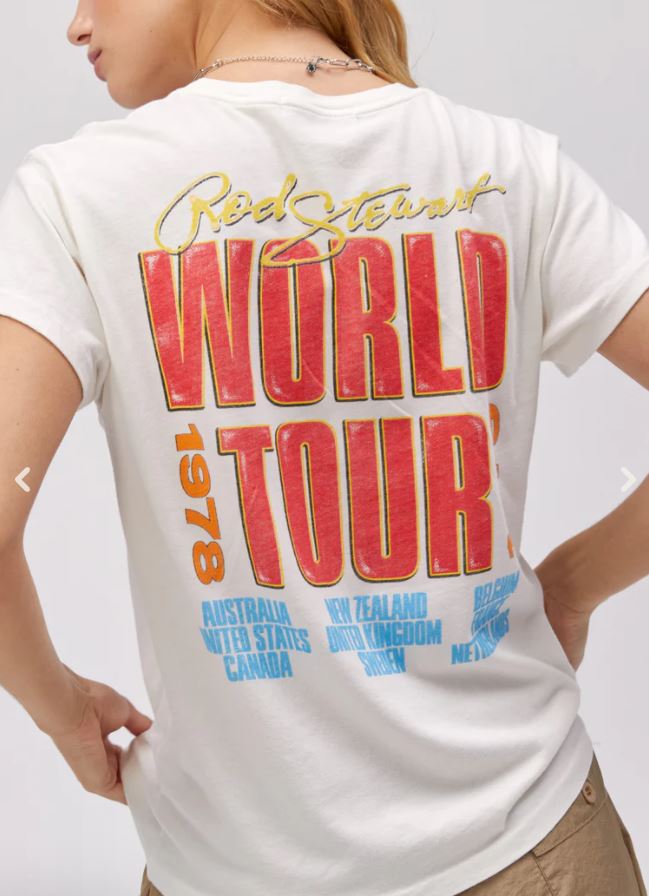 Daydreamer Rod Stewart Rainbow Tour Tee- Vin White-T-Shirts-West of Woodward Boutique-Vancouver-Canada