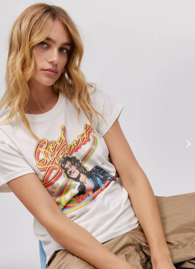 Daydreamer Rod Stewart Rainbow Tour Tee- Vin White-T-Shirts-West of Woodward Boutique-Vancouver-Canada