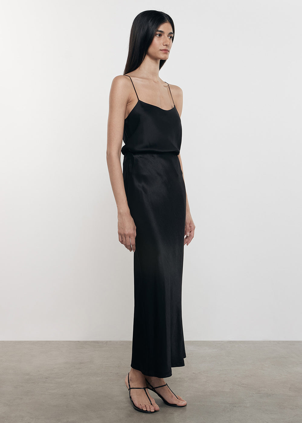 Enza Costa Silk Satin Camisole Black-T-Shirts-West of Woodward Boutique-Vancouver-Canada