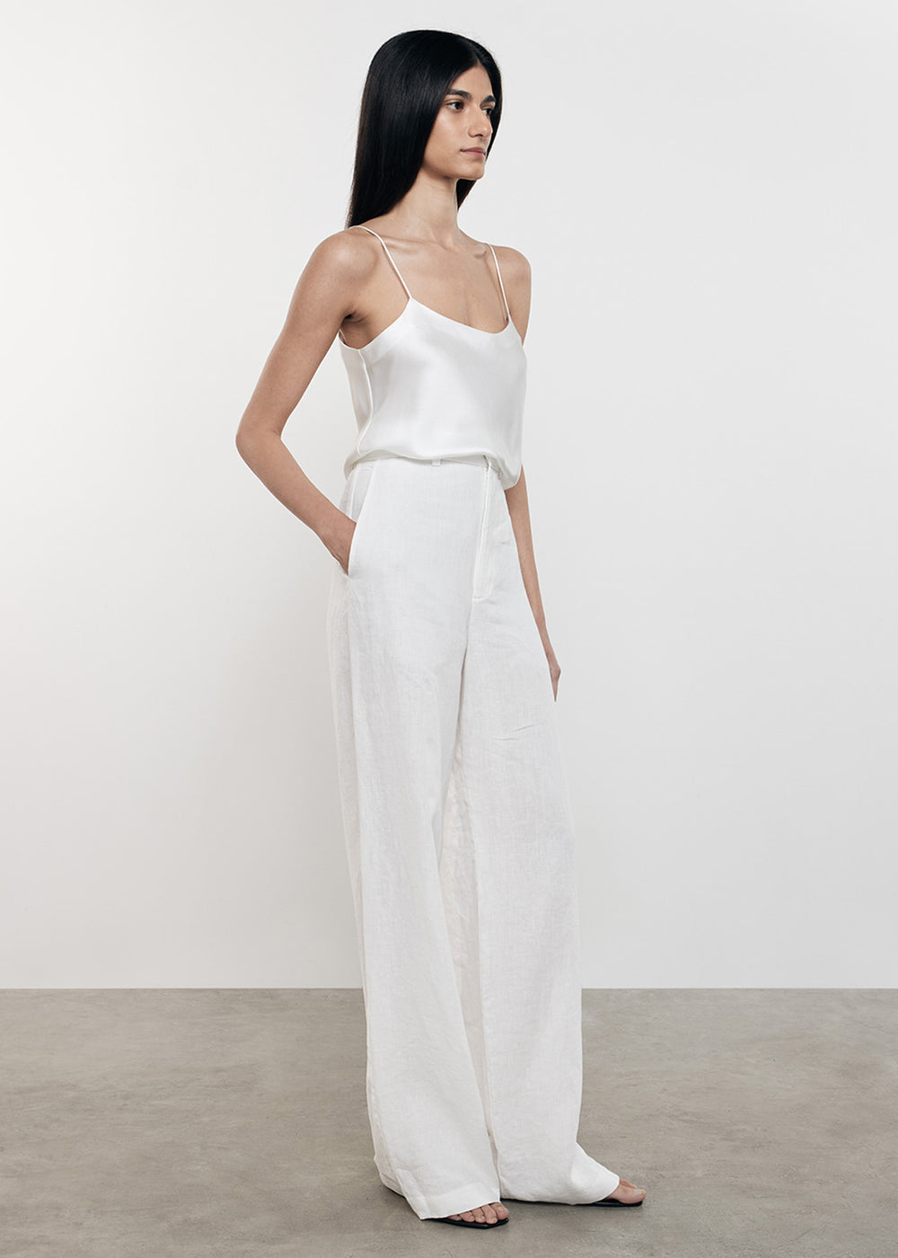 Enza Costa Silk Satin Camisole Off White-T-Shirts-West of Woodward Boutique-Vancouver-Canada