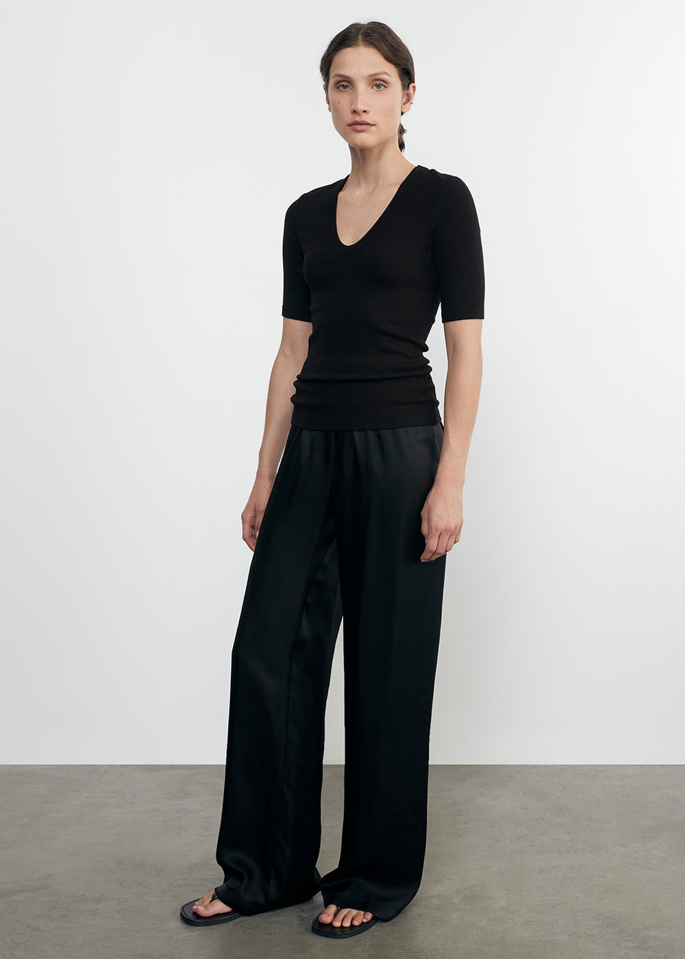 Enza Costa Fluid Twill Pant - Black-Pants-West of Woodward Boutique-Vancouver-Canada