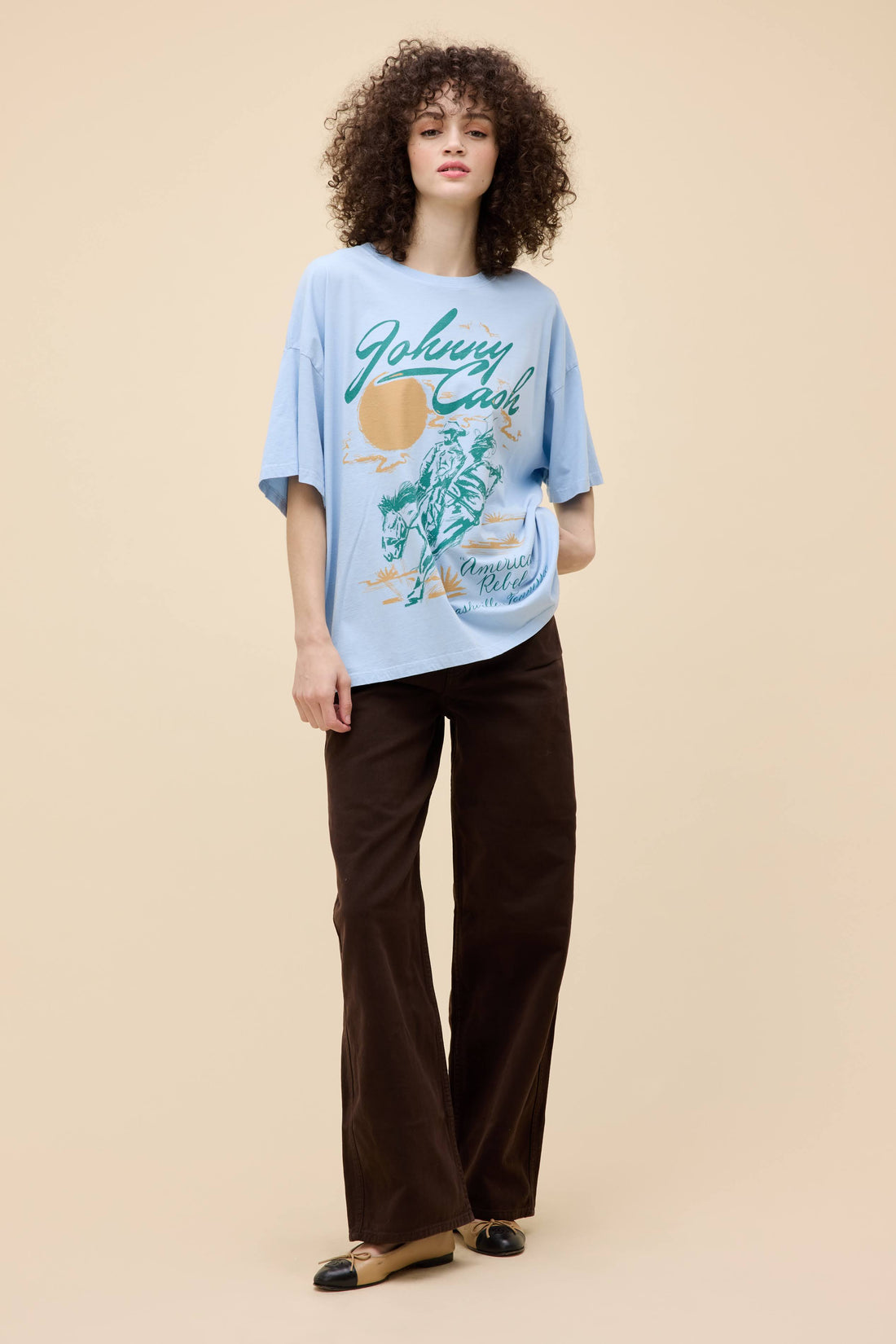 Daydreamer Johnny Cash American Rebel Tee Airey Blue-T-Shirts-West of Woodward Boutique-Vancouver-Canada