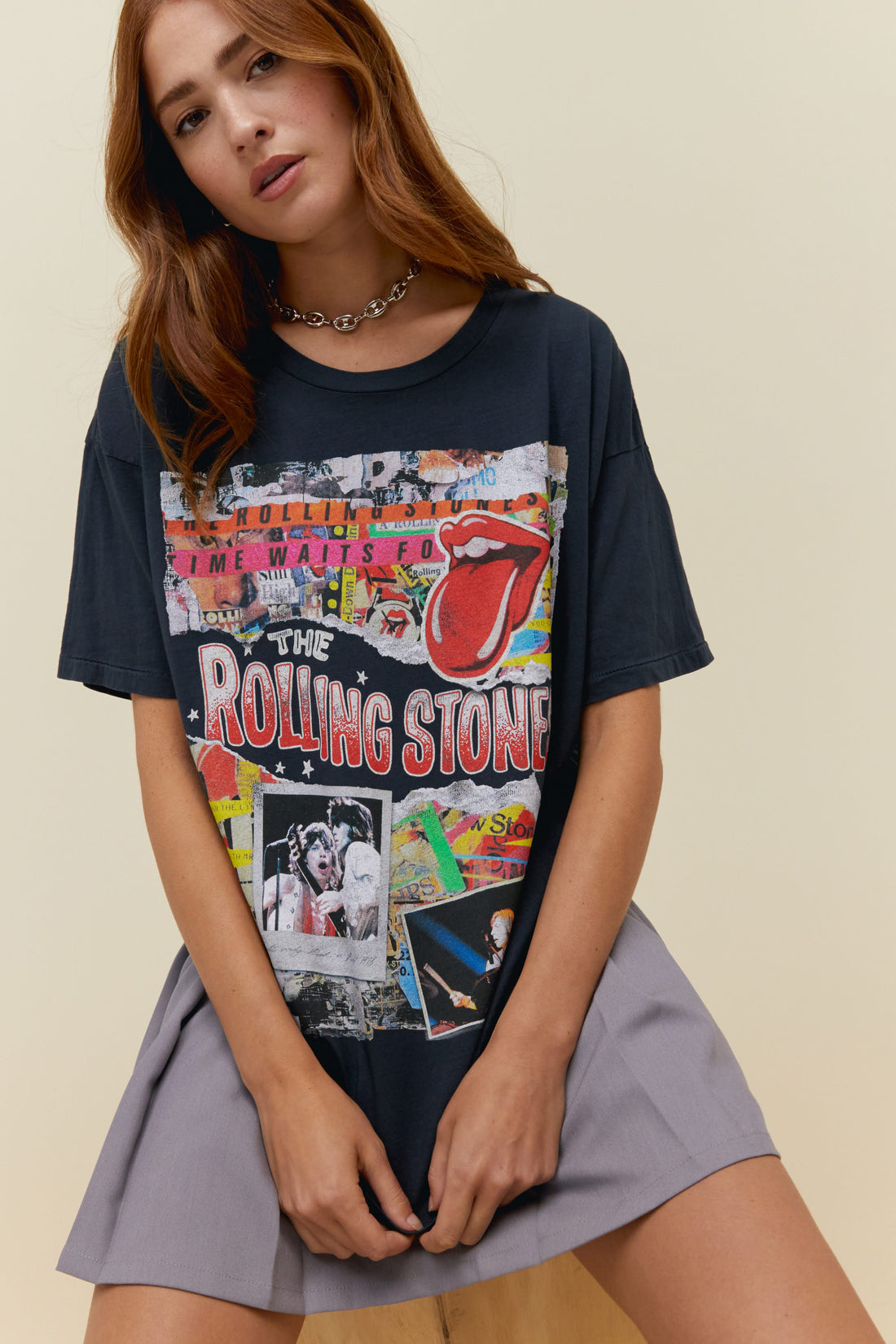 Daydreamer Rolling Stones Time Waits For No One Tee Vintage Black-T-Shirts-West of Woodward Boutique-Vancouver-Canada