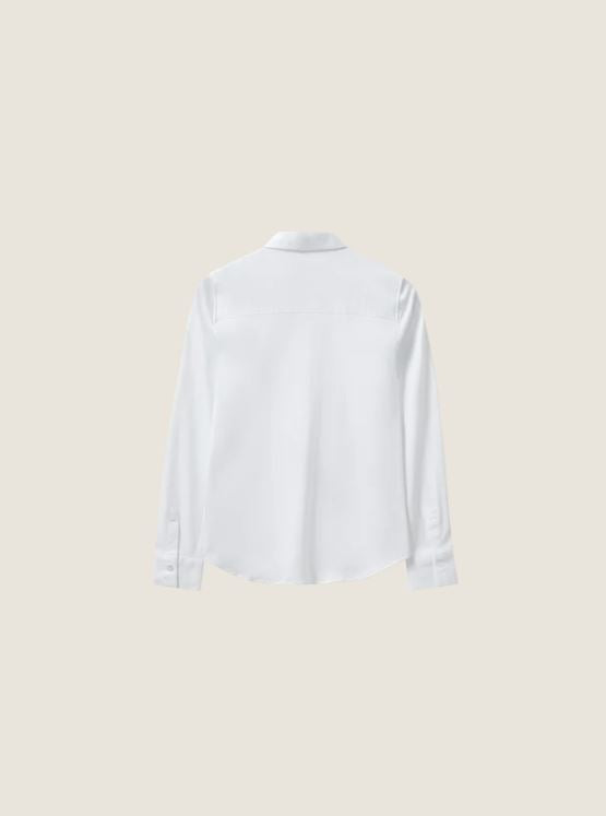 Mos Mosh Tina Jersey Button Up Shirt White-Shirts-West of Woodward Boutique-Vancouver-Canada