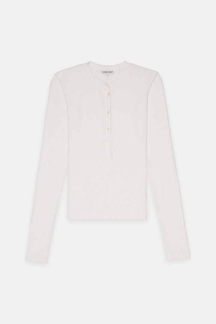 Cotton Citizen Verona LS Henley White-T-Shirts-West of Woodward Boutique-Vancouver-Canada