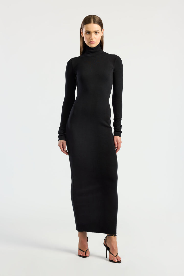 Cotton Citizen Verona Turtleneck Maxi Dress Jet Black-Dresses-West of Woodward Boutique-Vancouver-Canada