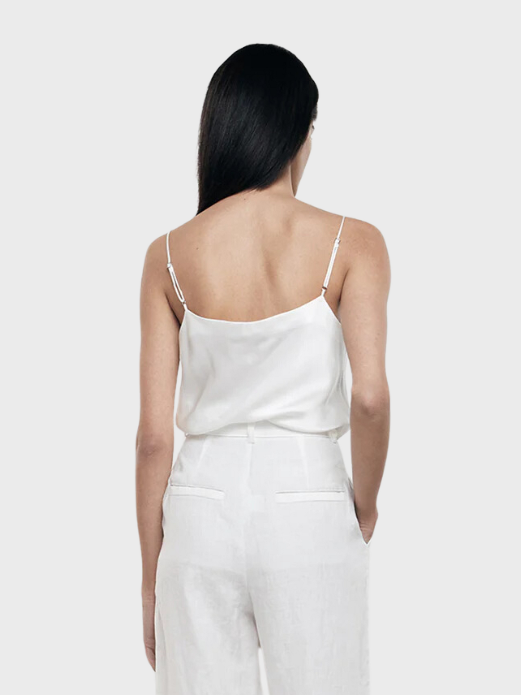 Enza Costa Silk Satin Camisole Off White-T-Shirts-West of Woodward Boutique-Vancouver-Canada