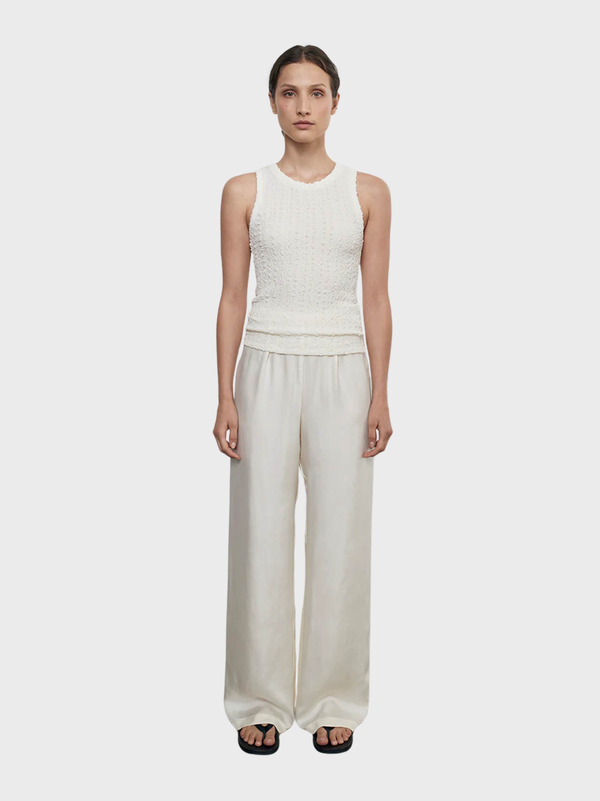 Enza Costa Fluid Twill Pant - Antique Cream-Pants-West of Woodward Boutique-Vancouver-Canada