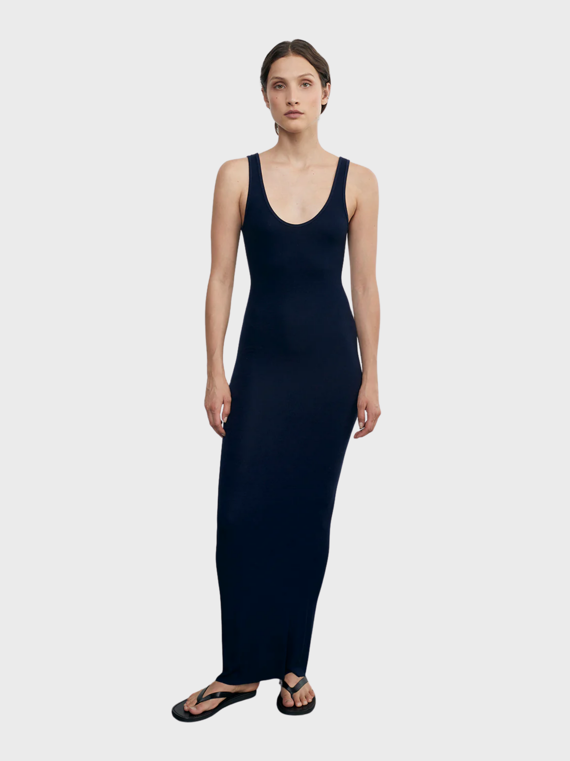 Enza Costa Stretch Silk Knit Maxi Tank Dress - Indigo-Dresses-West of Woodward Boutique-Vancouver-Canada