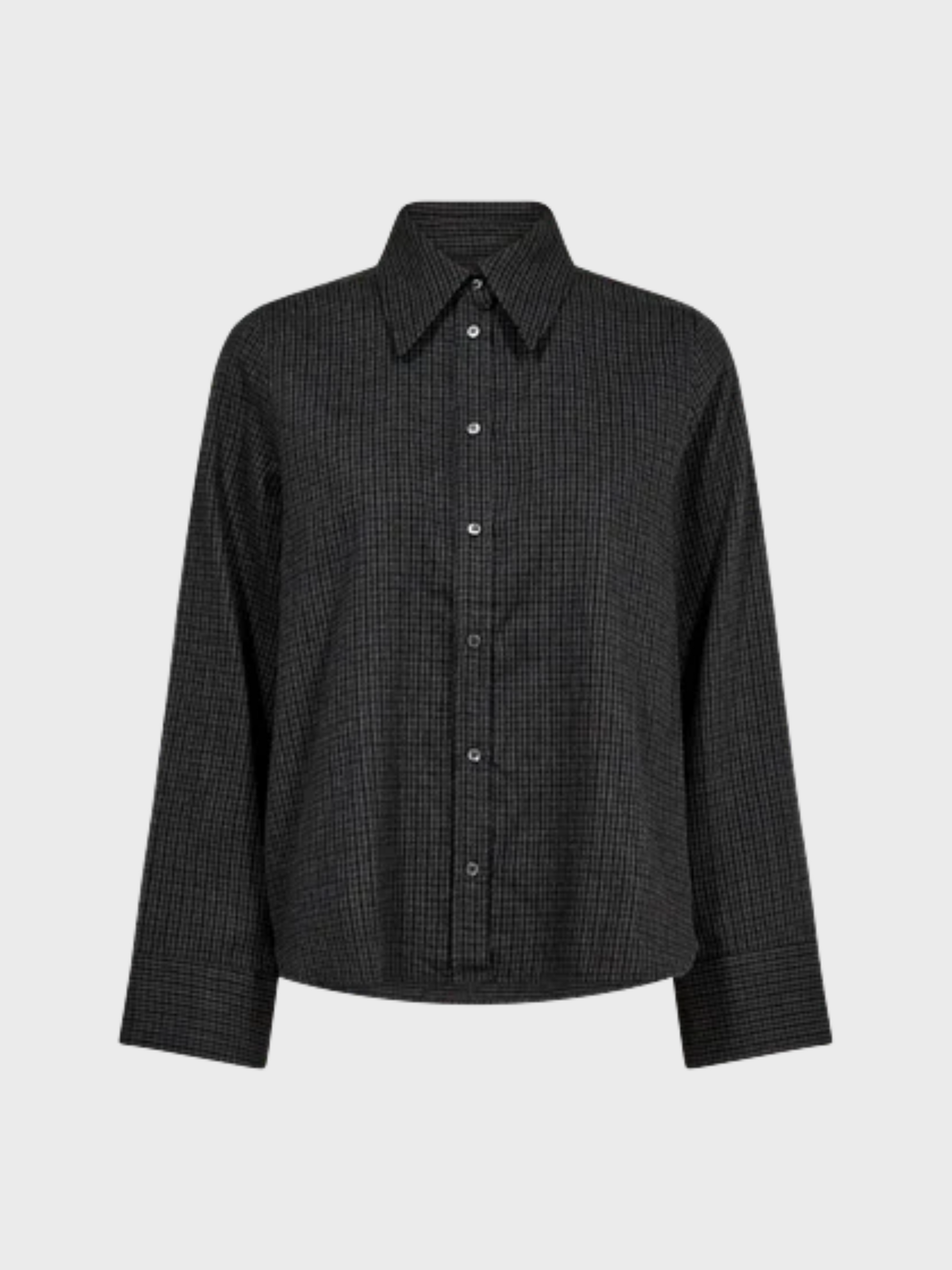 Mos Mosh Ayen Check Button Up Shirt Phantom-Shirts-West of Woodward Boutique-Vancouver-Canada