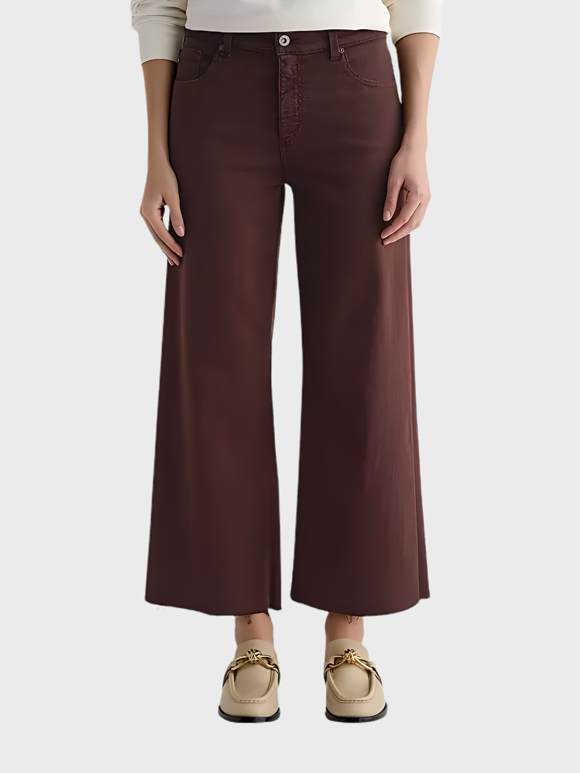 AG Saige Wide Leg Crop Denim Jeans Coffee Bean-Denim-West of Woodward Boutique-Vancouver-Canada