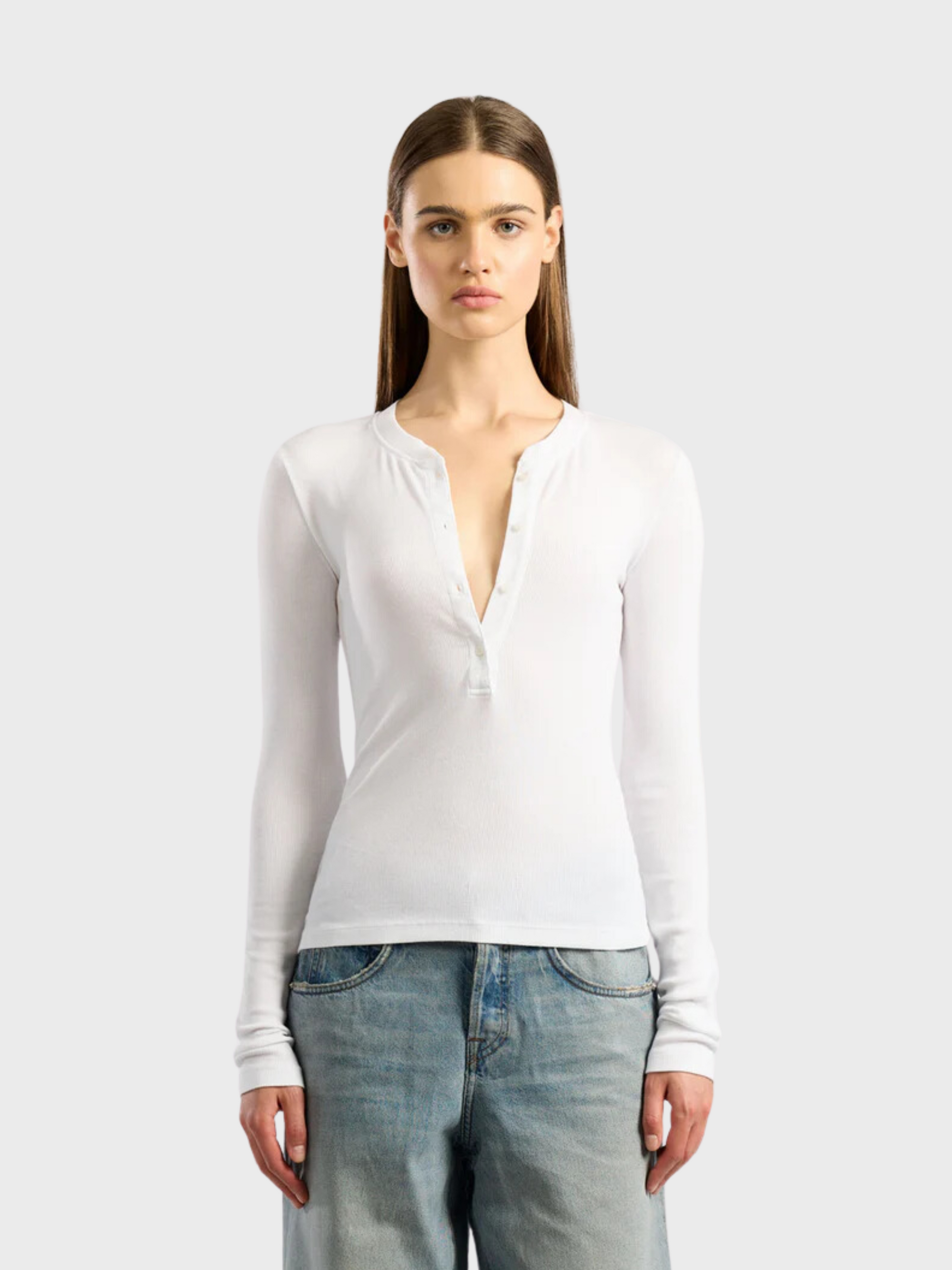 Cotton Citizen Verona LS Henley White-T-Shirts-XS-West of Woodward Boutique-Vancouver-Canada