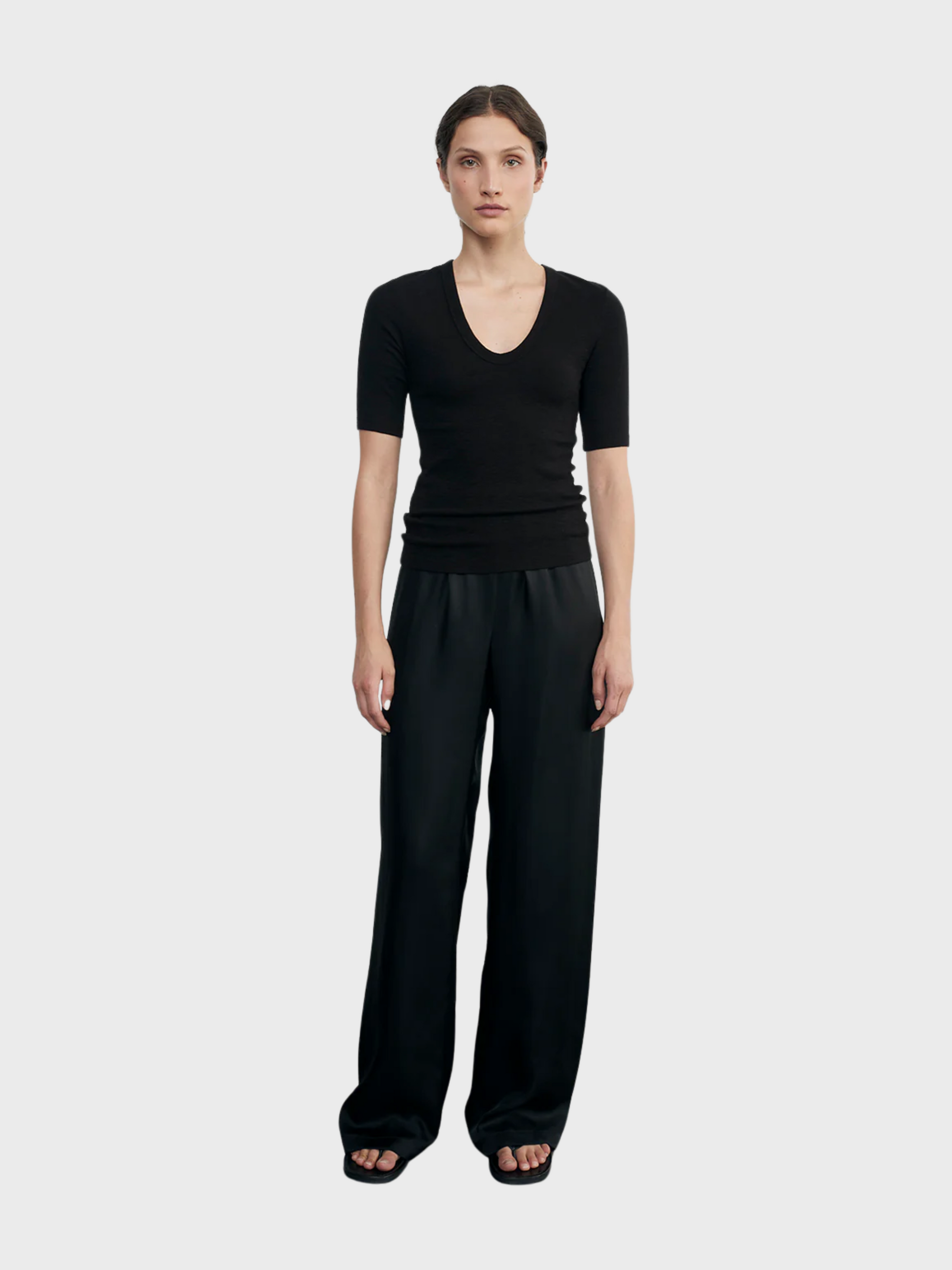 Enza Costa Fluid Twill Pant - Black-Pants-West of Woodward Boutique-Vancouver-Canada