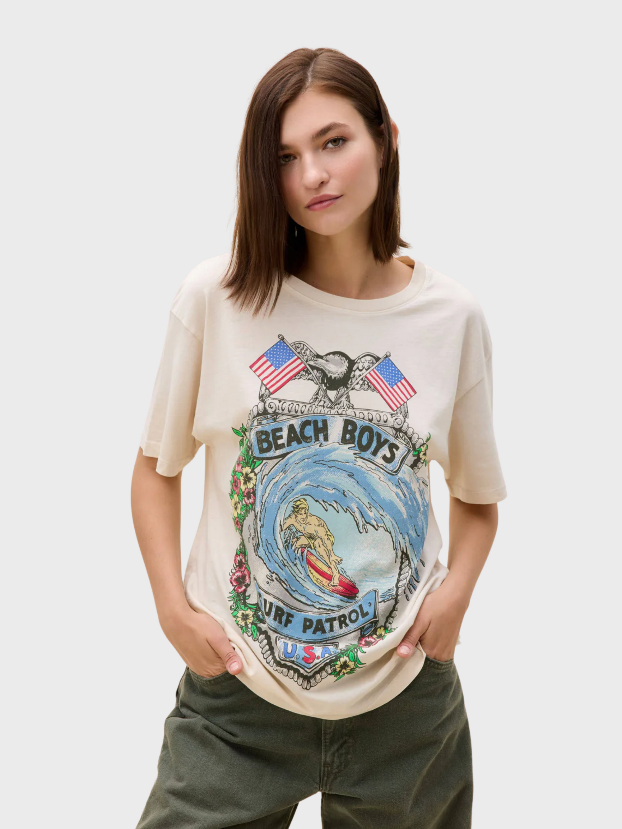 Daydreamer Beach Boys Surf Patrol BF Tee Dirty White-T-Shirts-West of Woodward Boutique-Vancouver-Canada