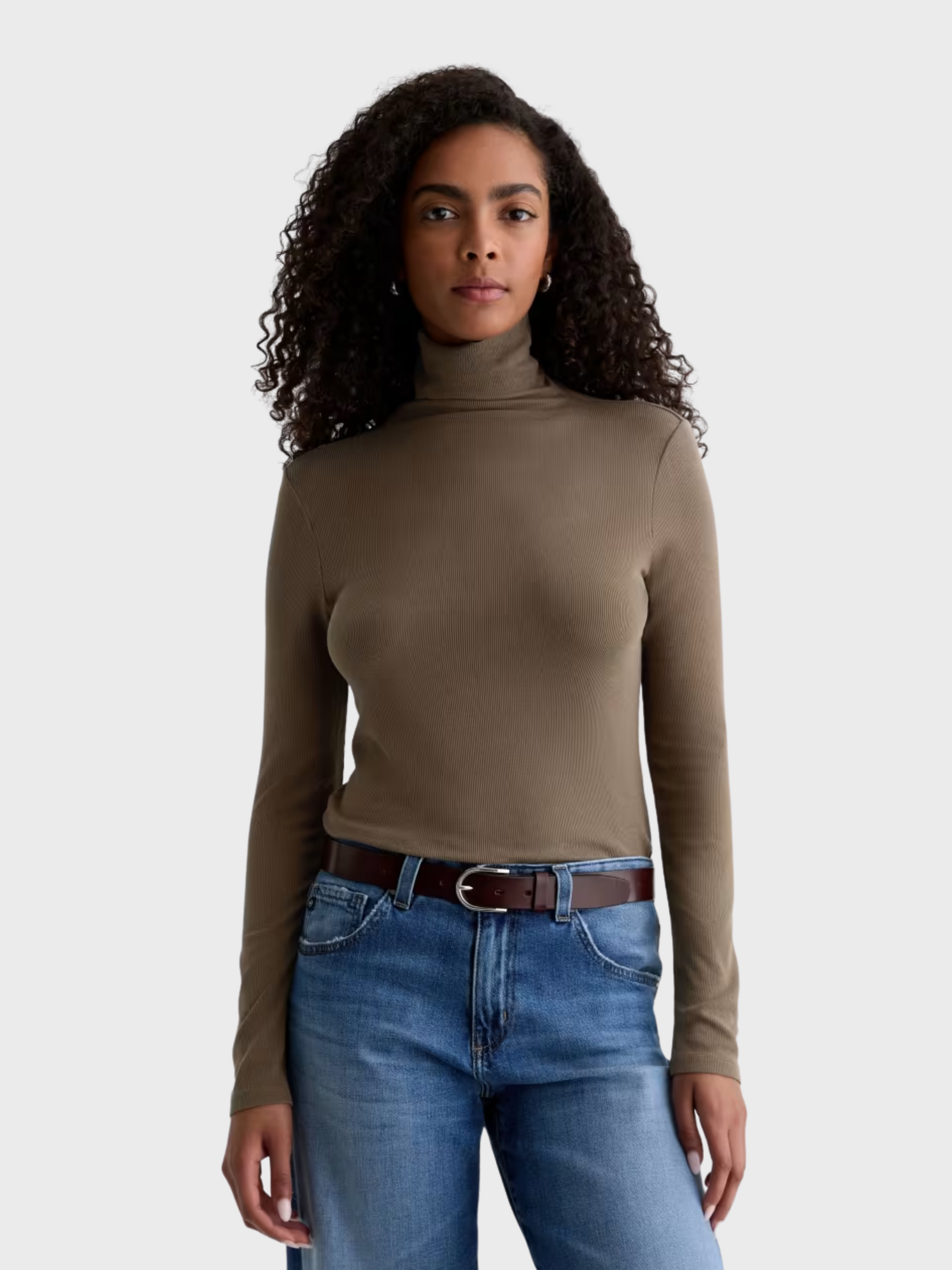 AG Chels Turtleneck Top Taupe Grey-T-Shirts-West of Woodward Boutique-Vancouver-Canada