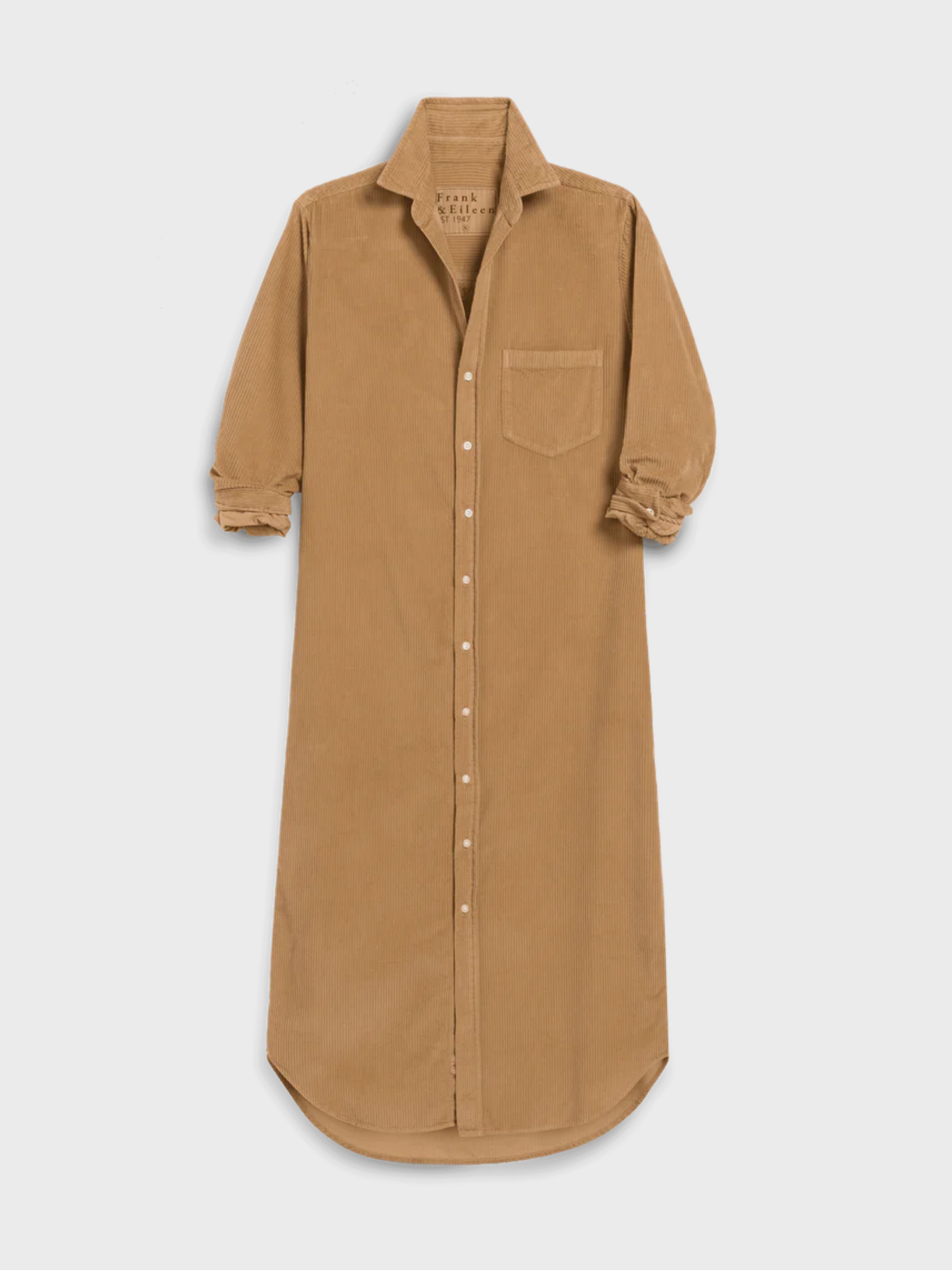 Frank & Eileen Rory Maxi Shirtdress Corduroy Camel-Dresses-West of Woodward Boutique-Vancouver-Canada