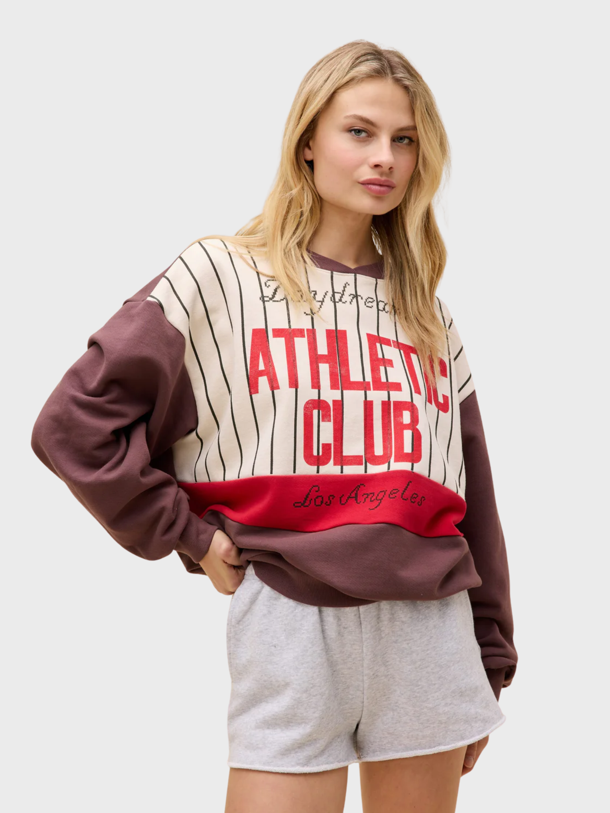 Daydreamer Athletic Club Colourblock Sweatshirt Brown-Sweatshirts-West of Woodward Boutique-Vancouver-Canada