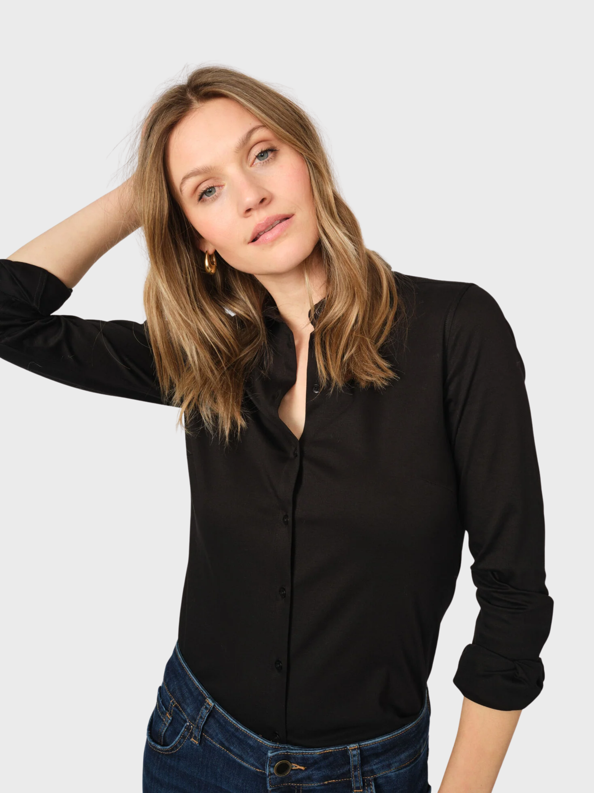 Mos Mosh Tina Jersey Shirt Black-Shirts-West of Woodward Boutique-Vancouver-Canada