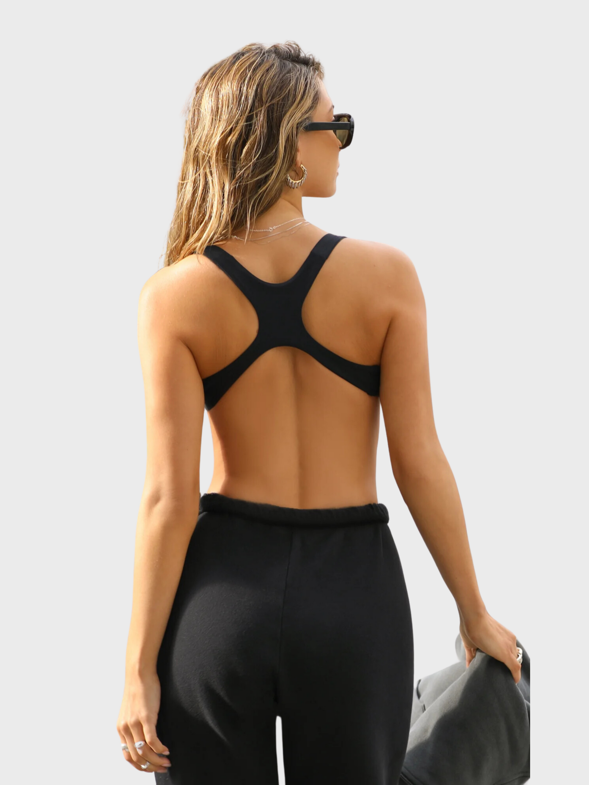 Joah Brown Cross Back Bra Sueded Onyx-T-Shirts-West of Woodward Boutique-Vancouver-Canada