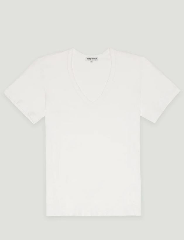 Cotton Citizen Standard V Neck- White-T-Shirts-West of Woodward Boutique-Vancouver-Canada