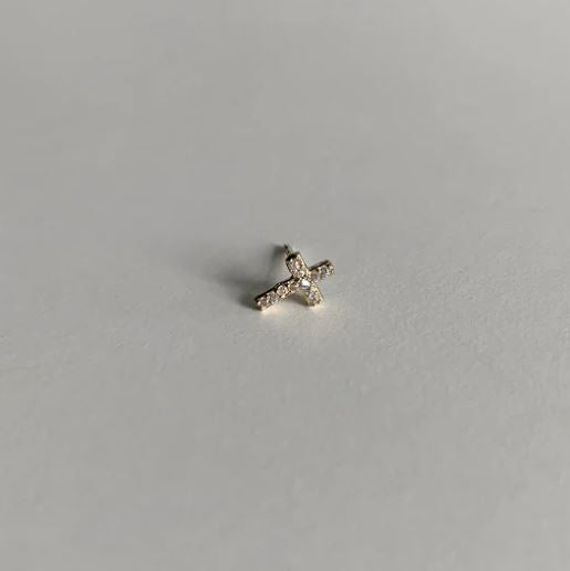 Enti Ana Cross Stud 10K Yellow Gold-Accessories-West of Woodward Boutique-Vancouver-Canada