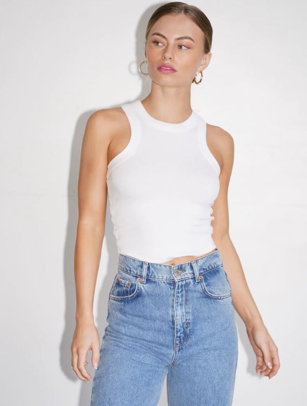 LNA Detra Cropped Tank- White-T-Shirts-West of Woodward Boutique-Vancouver-Canada