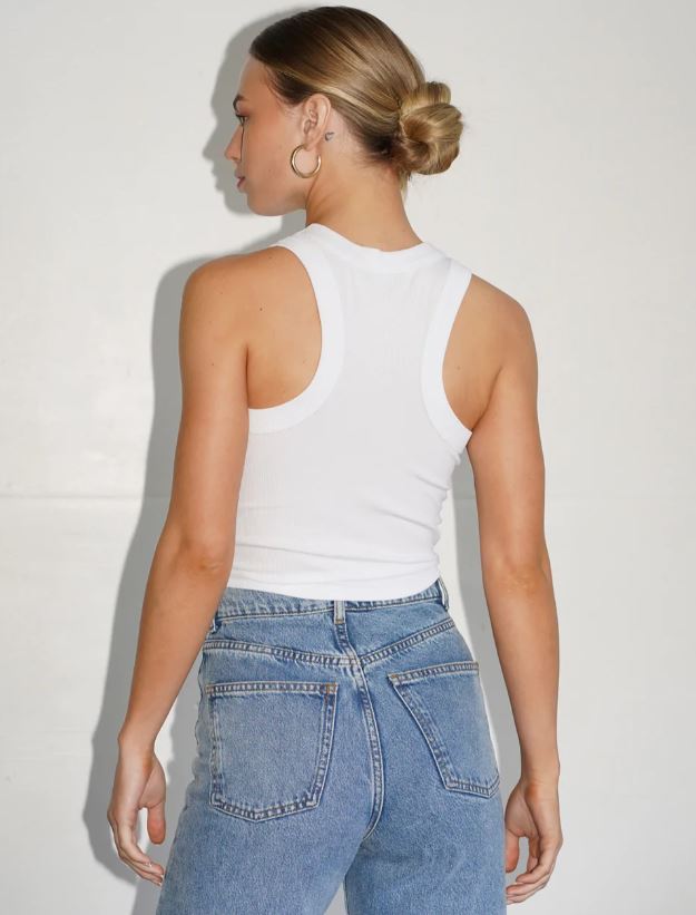LNA Detra Cropped Tank- White-T-Shirts-West of Woodward Boutique-Vancouver-Canada