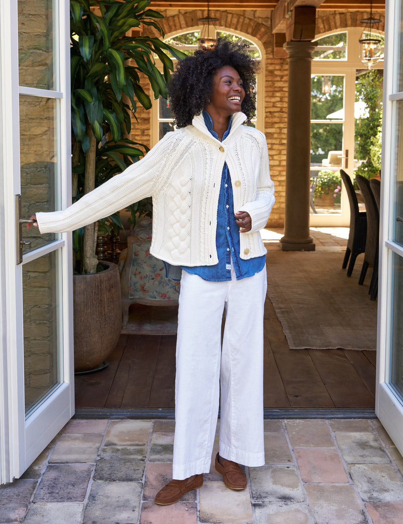Frank &amp; Eileen Mini Cardigan Ivory-Sweaters-West of Woodward Boutique-Vancouver-Canada