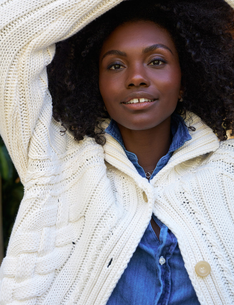 Frank &amp; Eileen Mini Cardigan Ivory-Sweaters-West of Woodward Boutique-Vancouver-Canada