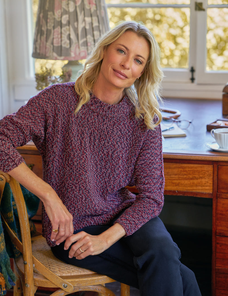 Frank & Eileen Montecito Sweater Red Navy White-Sweaters-West of Woodward Boutique-Vancouver-Canada