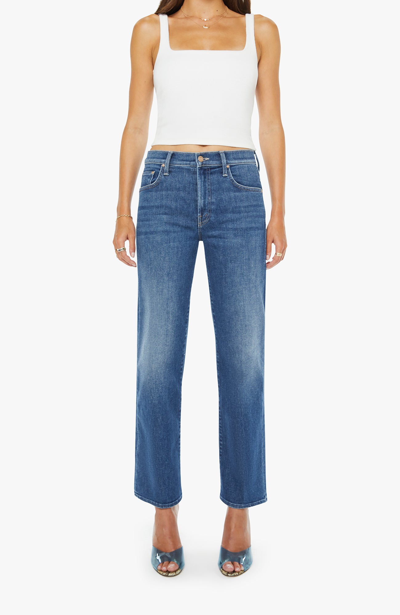 MOTHER Mid Rise Rambler Zip Ankle Jeans Catch My Drift-Denim-West of Woodward Boutique-Vancouver-Canada