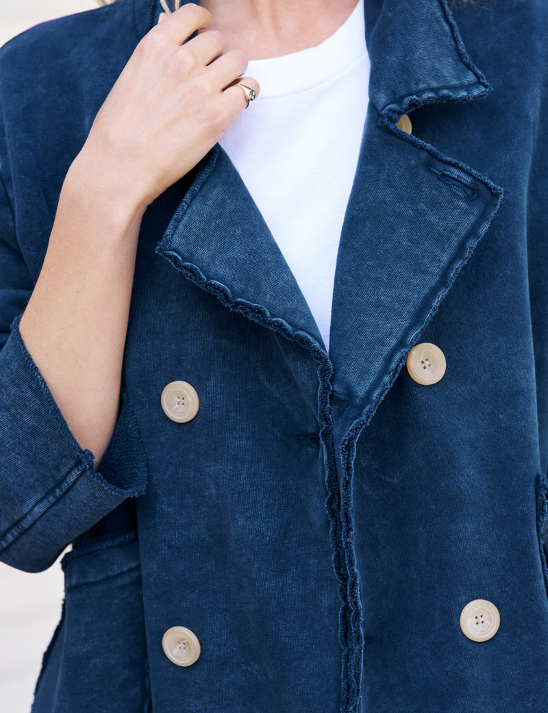 Frank &amp; Eileen Cropped Sweatshirt Peacoat Indigo Mineral-Sweatshirts-West of Woodward Boutique-Vancouver-Canada