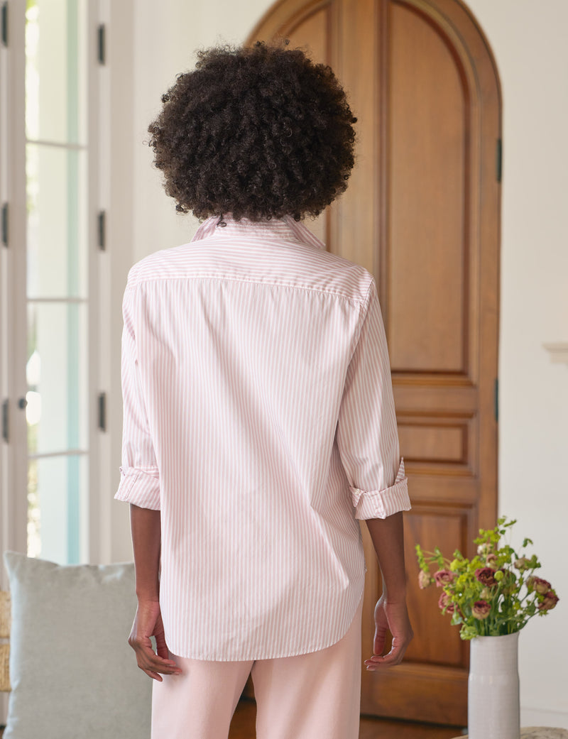 Frank &amp; Eileen Eileen Button Up Shirt Pink White Multi Stripe-Shirts-West of Woodward Boutique-Vancouver-Canada