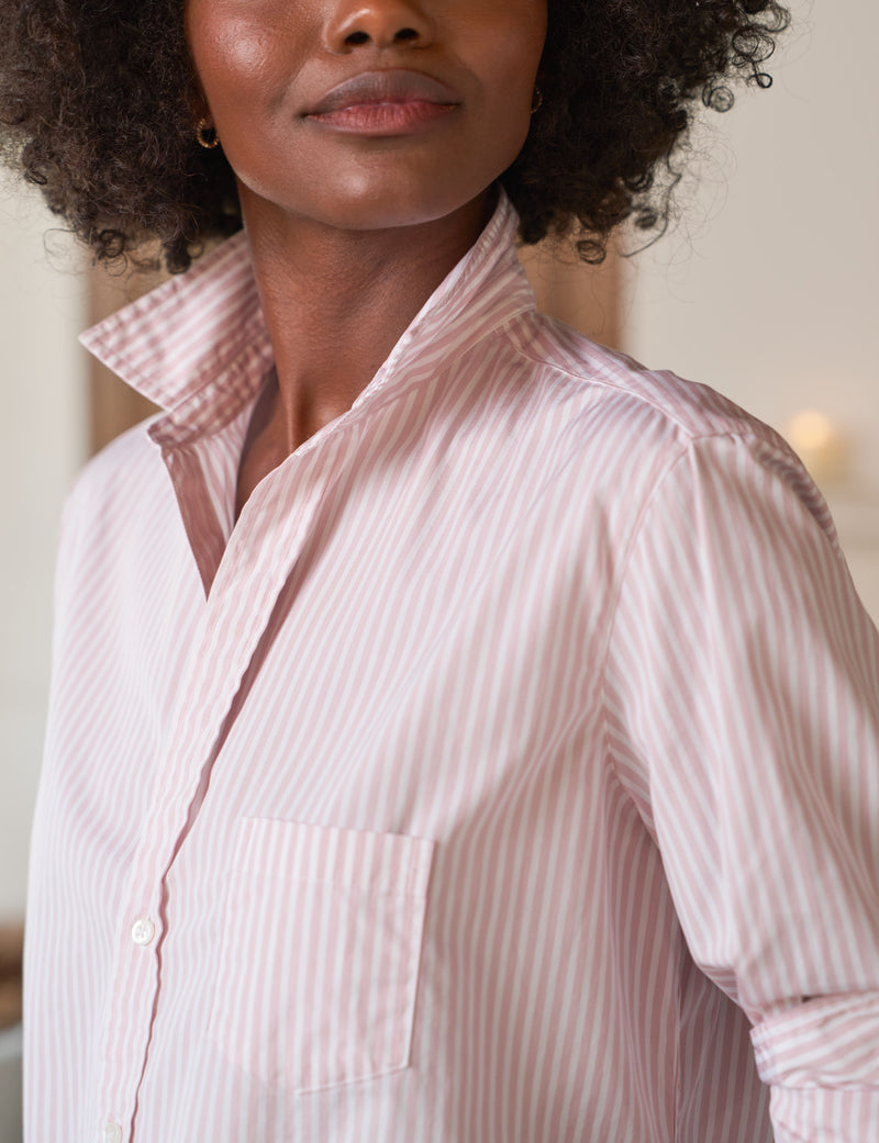 Frank &amp; Eileen Eileen Button Up Shirt Pink White Multi Stripe-Shirts-West of Woodward Boutique-Vancouver-Canada